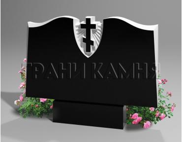 Резной горизонтальный памятник из гранита с крестом № 131/10