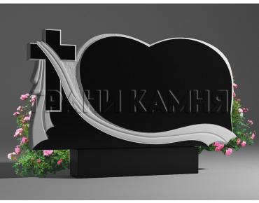 Резной горизонтальный памятник из гранита с крестом № 138/10