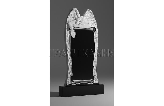 Вертикальный гранитный памятник резной с ангелом № 158/10