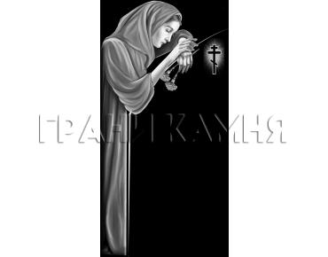 Вертикальный гранитный памятник со скорбящей женщиной №4