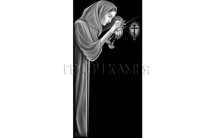 Вертикальный гранитный памятник со скорбящей женщиной №4