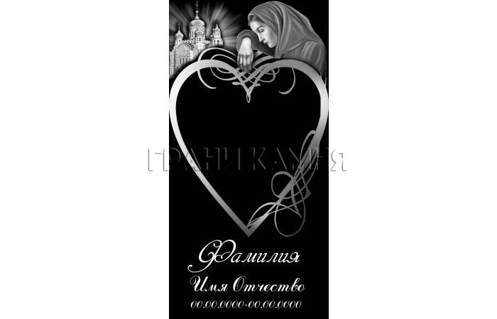 Вертикальный гранитный памятник со скорбящей женщиной №5