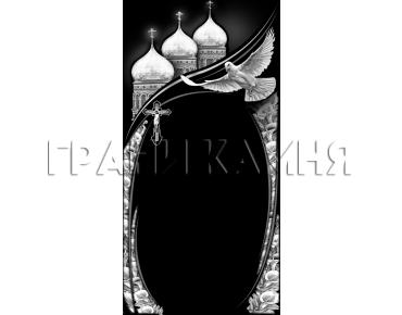 Вертикальный гранитный памятник с церковью и голубем №8
