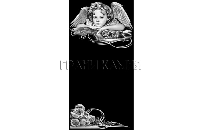 Вертикальный гранитный памятник с розами и ангелом №11