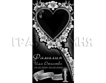 Вертикальный гранитный памятник с лилиями и свечой №14