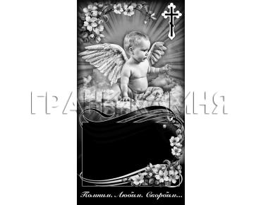 Вертикальный гранитный памятник с крестом и ангелом №17