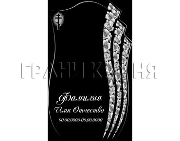 Вертикальный гранитный памятник с цветами и крестом №24