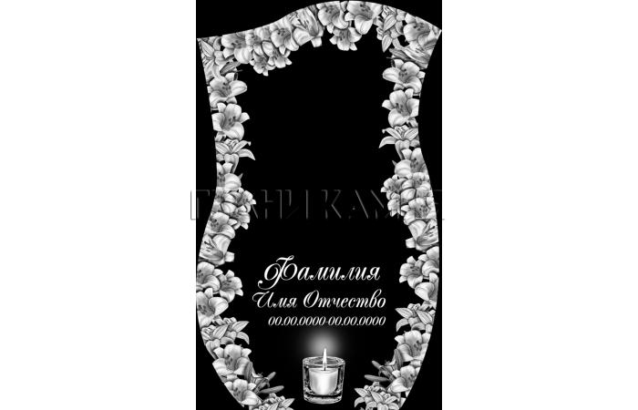 Вертикальный гранитный памятник с лилиями и свечой №26