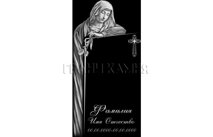 Вертикальный гранитный памятник со скорбящей женщиной №34