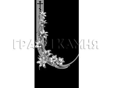 Вертикальный гранитный памятник с лилиями и крестом №35
