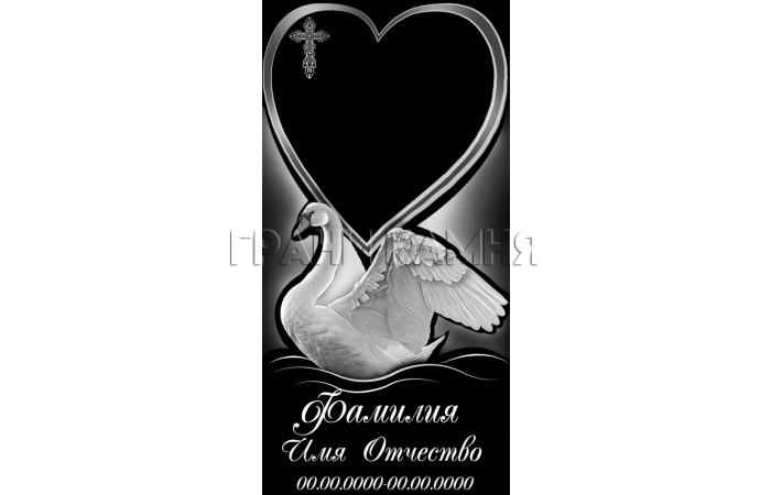 Вертикальный гранитный памятник на могилу с лебедем №42
