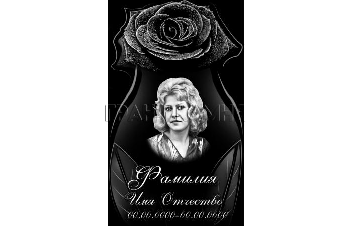 Вертикальный гранитный памятник на могилу с розой №52