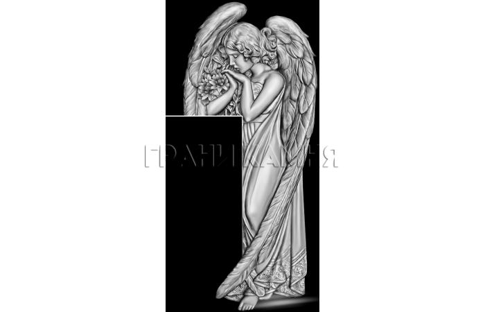 Вертикальный гранитный памятник с ангелом №57