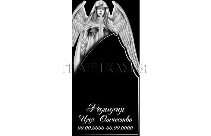 Вертикальный гранитный памятник с ангелом и крестом №62
