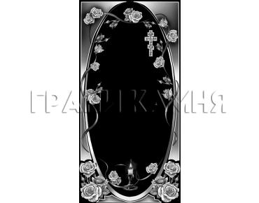 Вертикальный гранитный памятник с розами и свечой №64