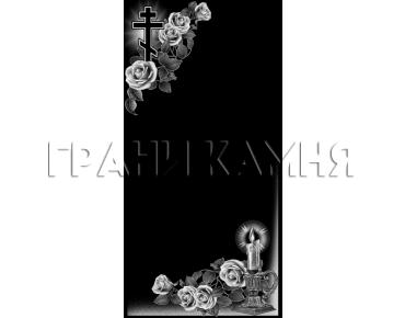 Вертикальный гранитный памятник с розами и свечой №67