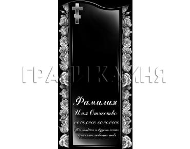 Вертикальный гранитный памятник с розами и крестом №74