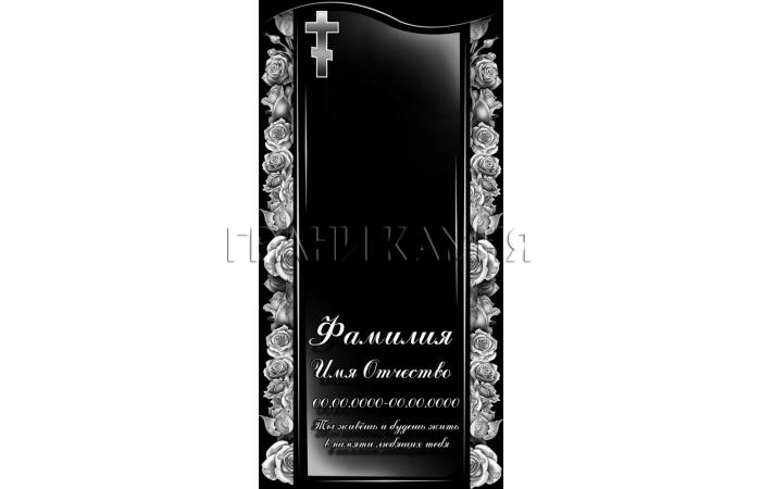 Вертикальный гранитный памятник с розами и крестом №74