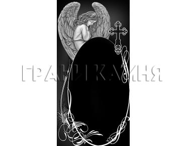 Вертикальный гранитный памятник с ангелом и крестом №76