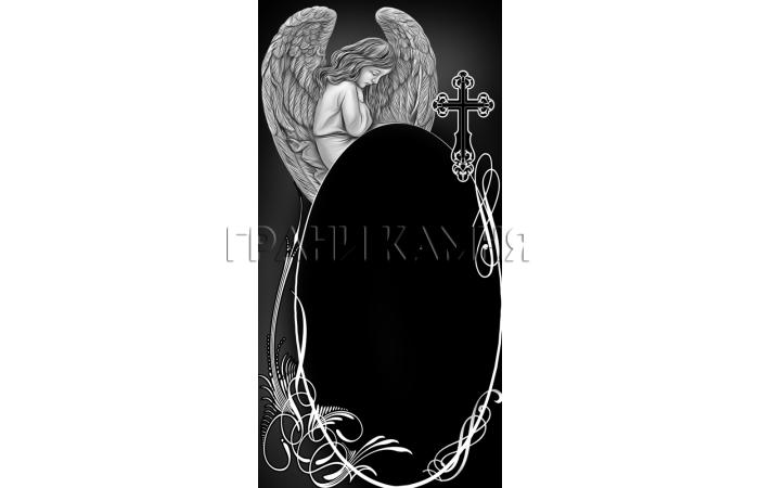 Вертикальный гранитный памятник с ангелом и крестом №76