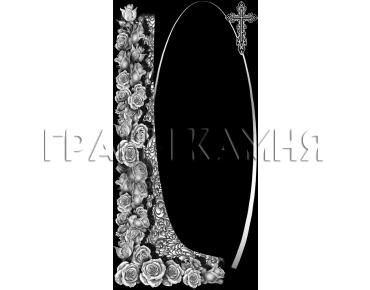 Вертикальный гранитный памятник с розами и крестом №78