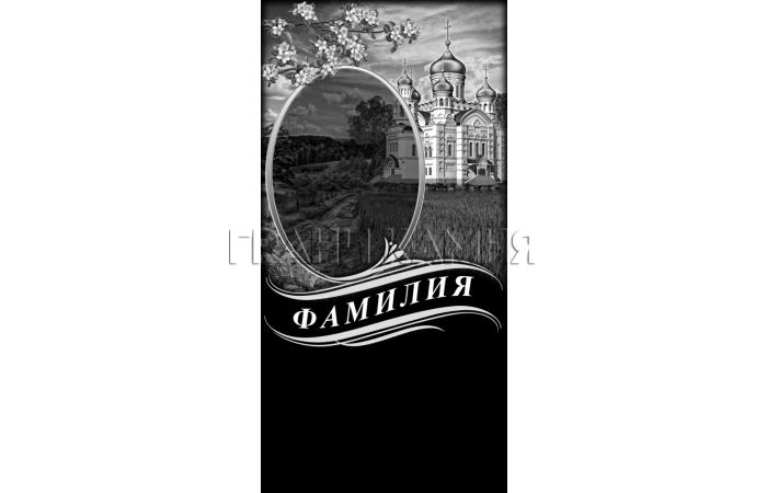 Вертикальный гранитный памятник на могилу с церковью №79