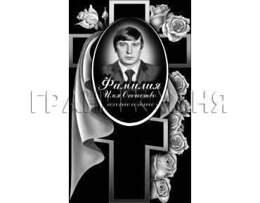 Вертикальный гранитный памятник с плащаницей и крестом №80