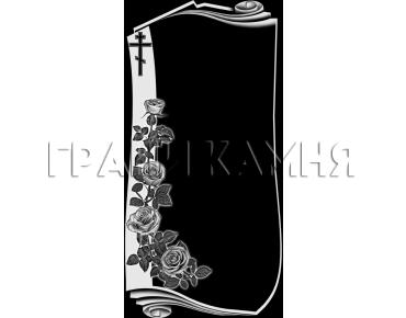 Вертикальный гранитный памятник с розами и крестом №81