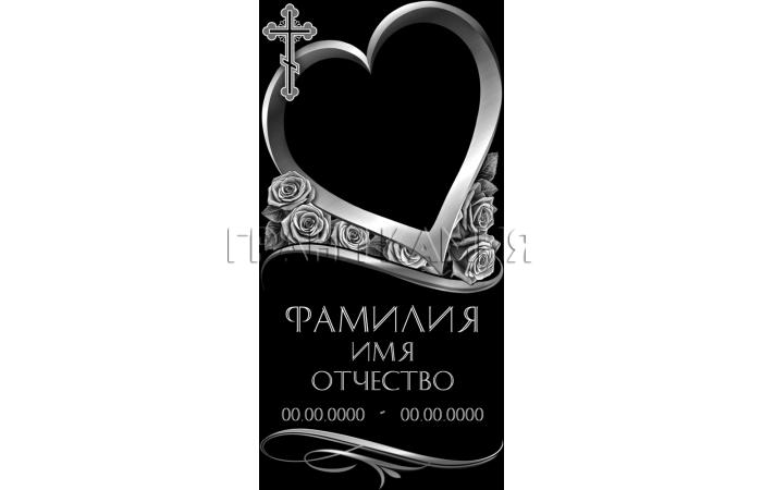 Вертикальный гранитный памятник с розами и крестом №89