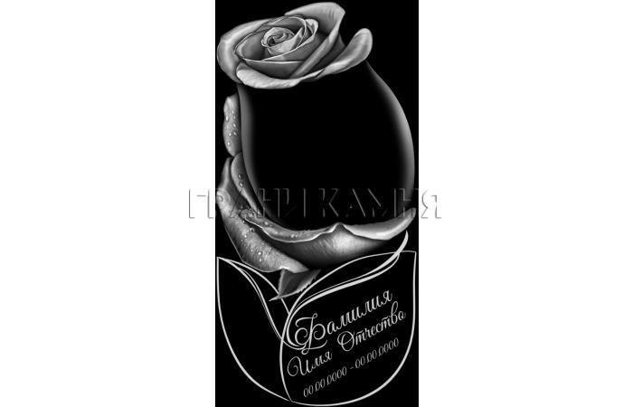 Вертикальный гранитный памятник на могилу с розой №91