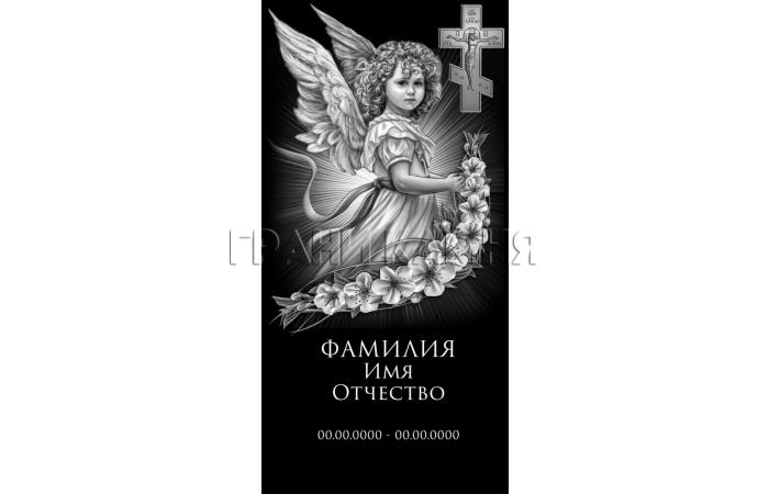 Вертикальный гранитный памятник с ангелом и крестом №93