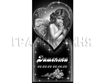 Вертикальный гранитный памятник с ангелом и розами №94