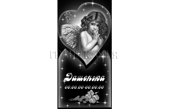 Вертикальный гранитный памятник с ангелом и розами №94