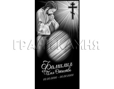 Вертикальный гранитный памятник на могилу с Иисусом №96