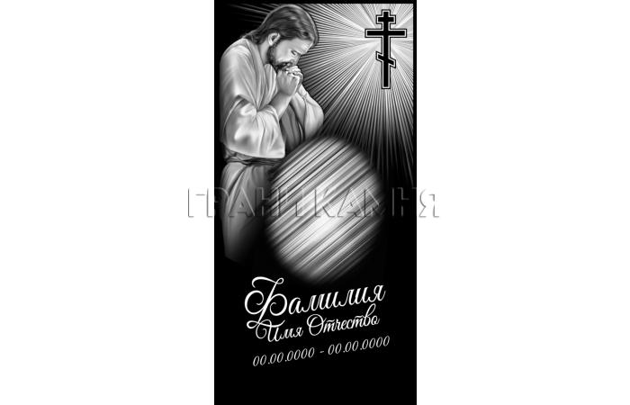 Вертикальный гранитный памятник на могилу с Иисусом №96