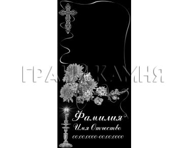 Вертикальный гранитный памятник с крестом и свечой №101