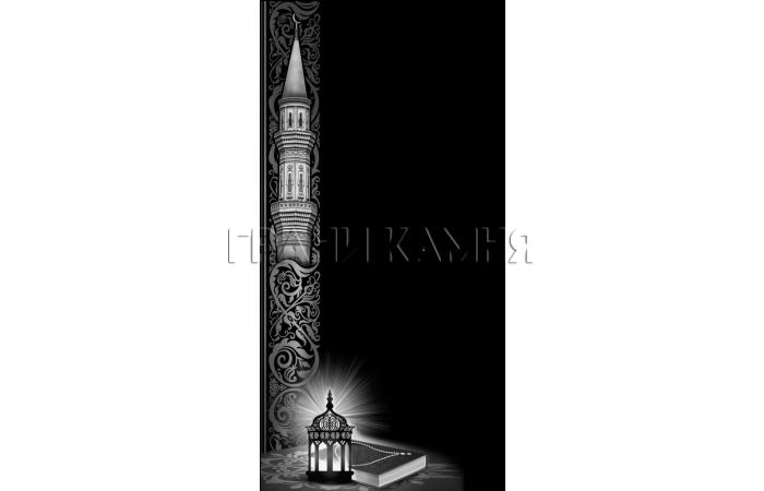 Вертикальный гранитный памятник на могилу с мечетью №104