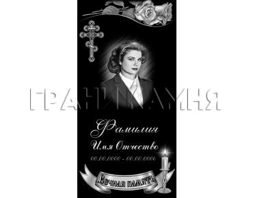 Вертикальный гранитный памятник с розами и свечой №109