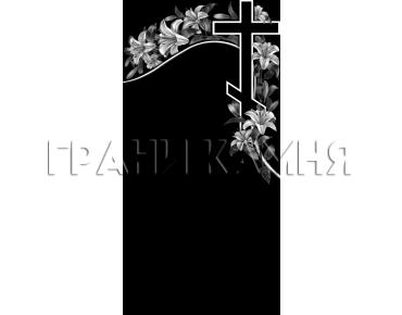 Вертикальный гранитный памятник с лилиями и крестом №114