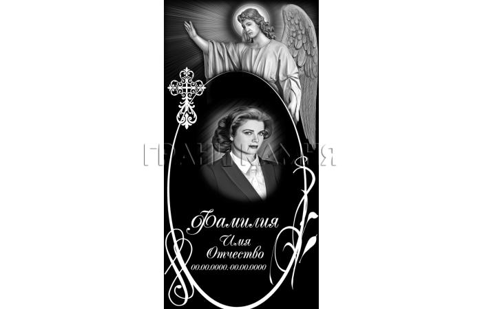 Вертикальный гранитный памятник с ангелом и крестом №115