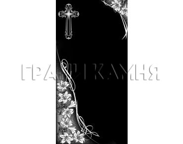 Вертикальный гранитный памятник с крестом и лилиями №117