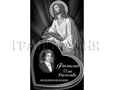 Вертикальный гранитный памятник на могилу с Иисусом №121