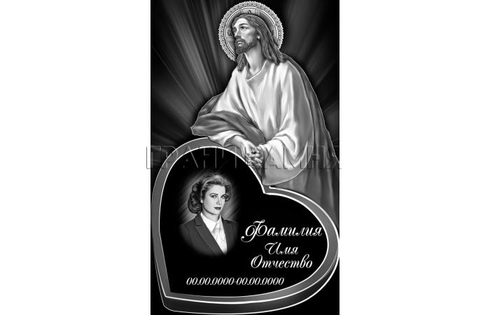 Вертикальный гранитный памятник на могилу с Иисусом №121