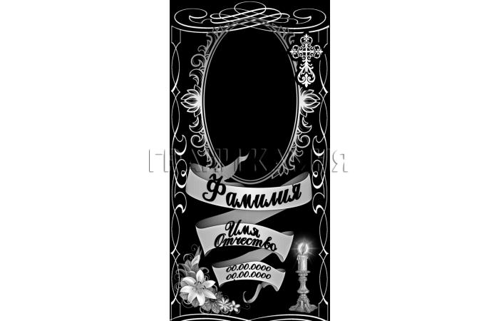 Вертикальный гранитный памятник с лилиями и свечой №123