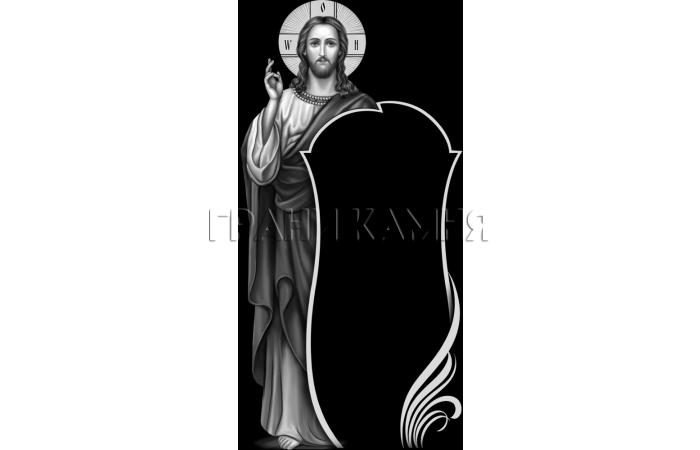 Вертикальный гранитный памятник на могилу с Иисусом №124