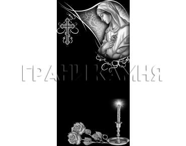 Вертикальный гранитный памятник со скорбящей женщиной №125