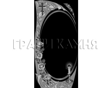 Вертикальный гранитный памятник с розами и свечой №126