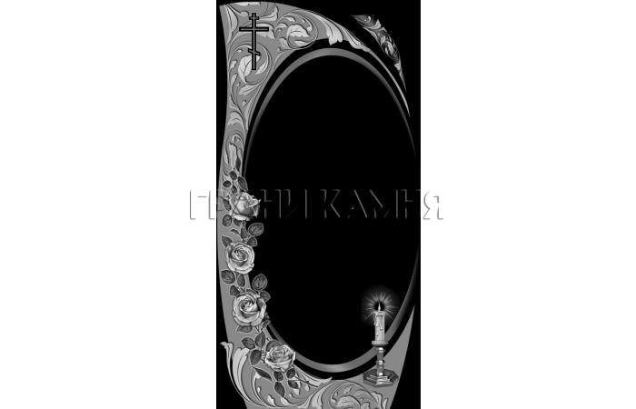 Вертикальный гранитный памятник с розами и свечой №126