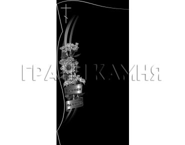 Вертикальный гранитный памятник с хризантемами и крестом №130