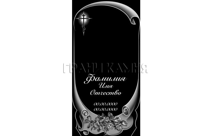 Вертикальный гранитный памятник с розами и крестом №132
